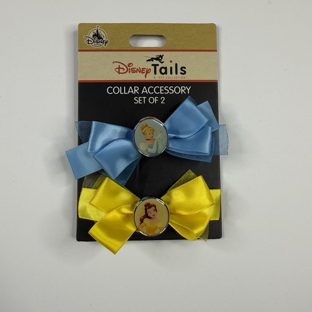 Disney‎ Tails Collar Accessory Set of 2 Dog Cat Bows Belle Cinderella Brand New